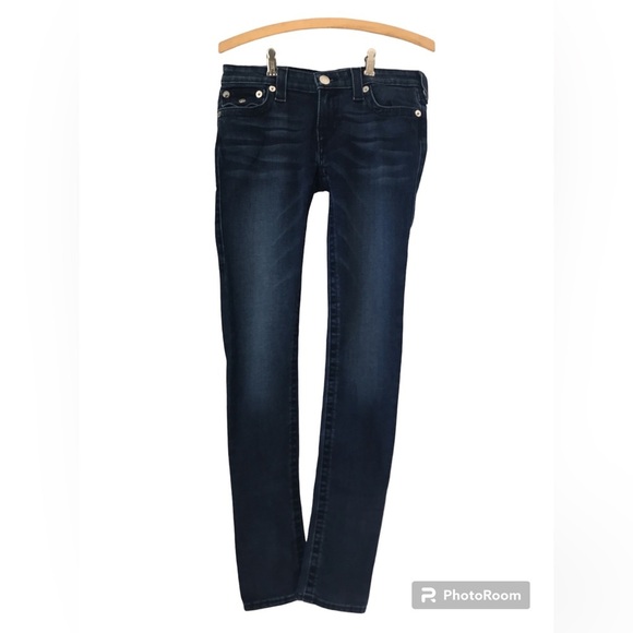 🔥True Religion | Women’s dark denim skinny jeans, back flap pockets, size 27 - Picture 4 of 12
